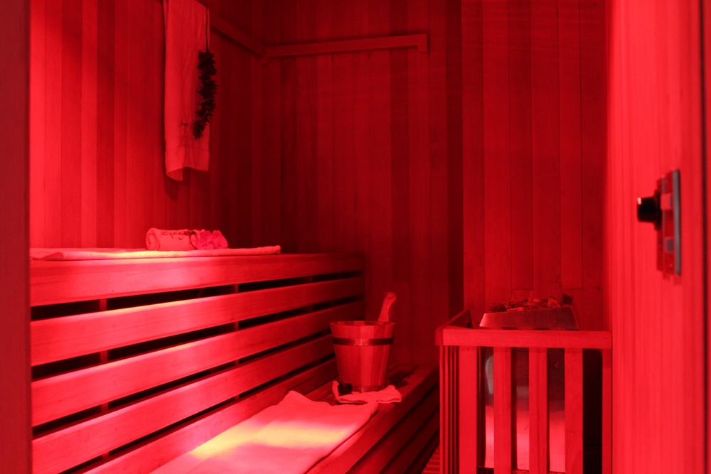 Sauna,Bath,Room,With,Red,Light